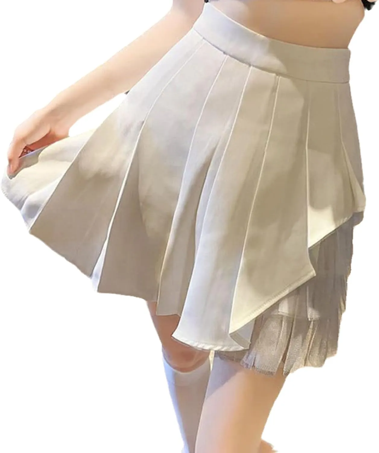 OFFSUM Womens Short Skirts - Sexy Patchwork A-Line Skirt Women Korean Style High Waist Slim Pleated Skirts Summer Sol