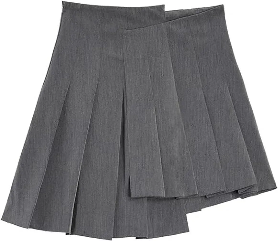 OFFSUM Womens Short Skirts - Solid Color Irregular Pleated Skirt Women High Waist A-Line Streetwear Korean Style Fash