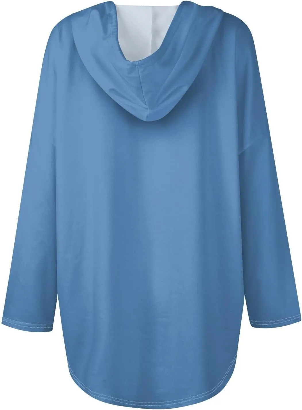 Oversized V Neck Hoodie for Women Long Sleeve Shirts Loose Fit Tunic Tops Tshirts Soft Cmofy Blouse Solid Tees