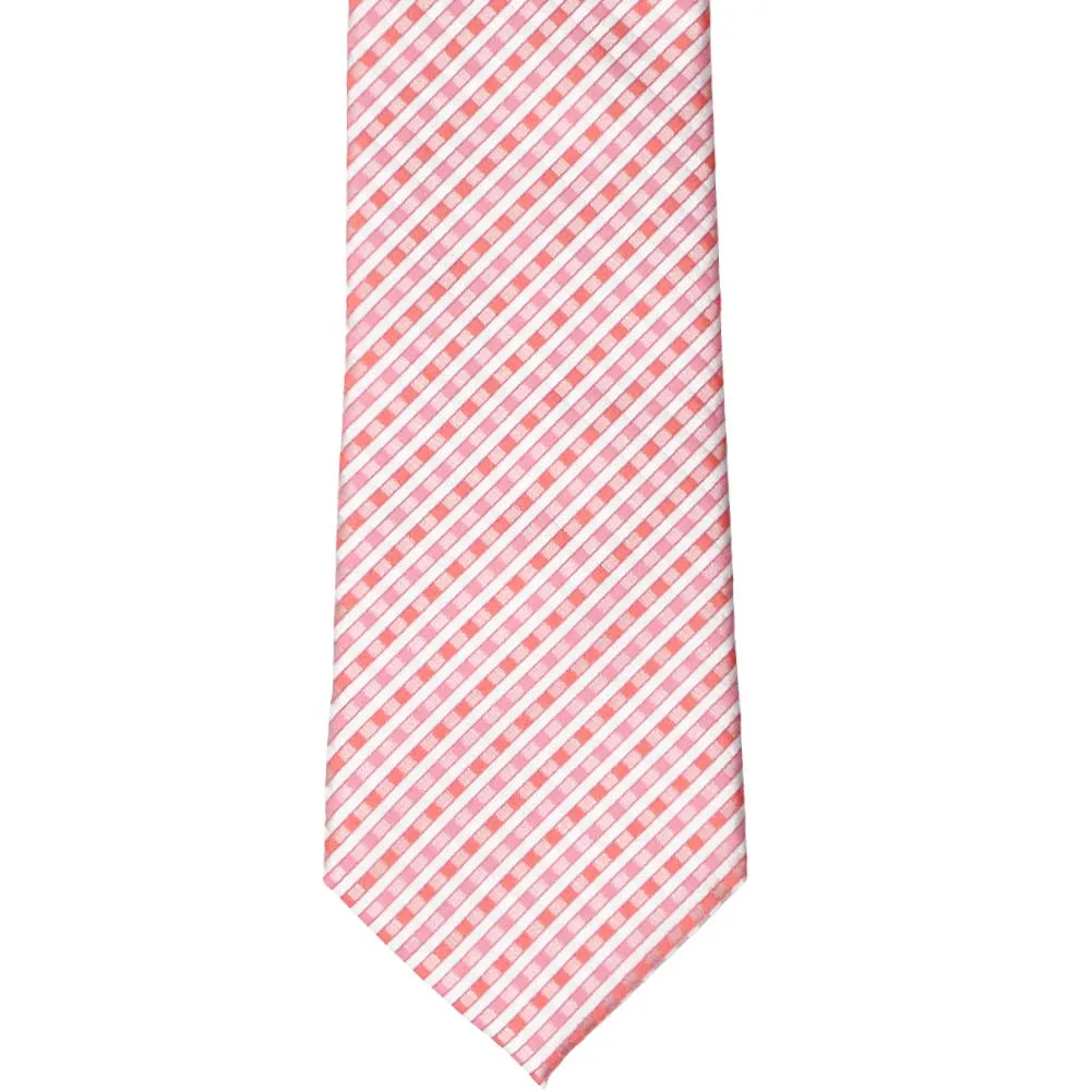 Perfect Pink George Plaid Extra Long Necktie