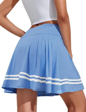 PINSPARK Pleated Tennis Skirt Womens Athletic Golf Skort Activewear Built-in Shorts Sport Outfits Workout Running Mini Skirts