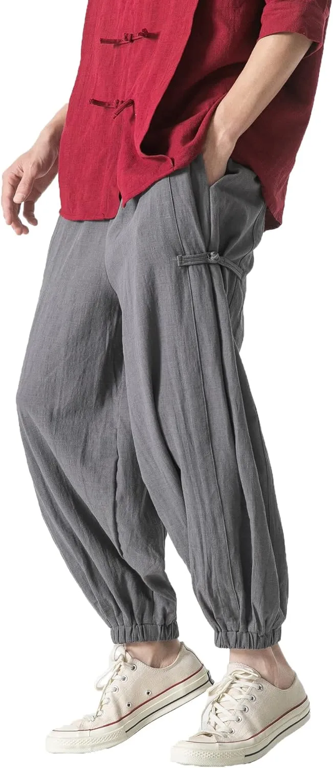 PRIJOUHE Men's Joggers Sweatpants Casual Wide Leg Jogger Pants Lightweight Sweat Pants with Pockets