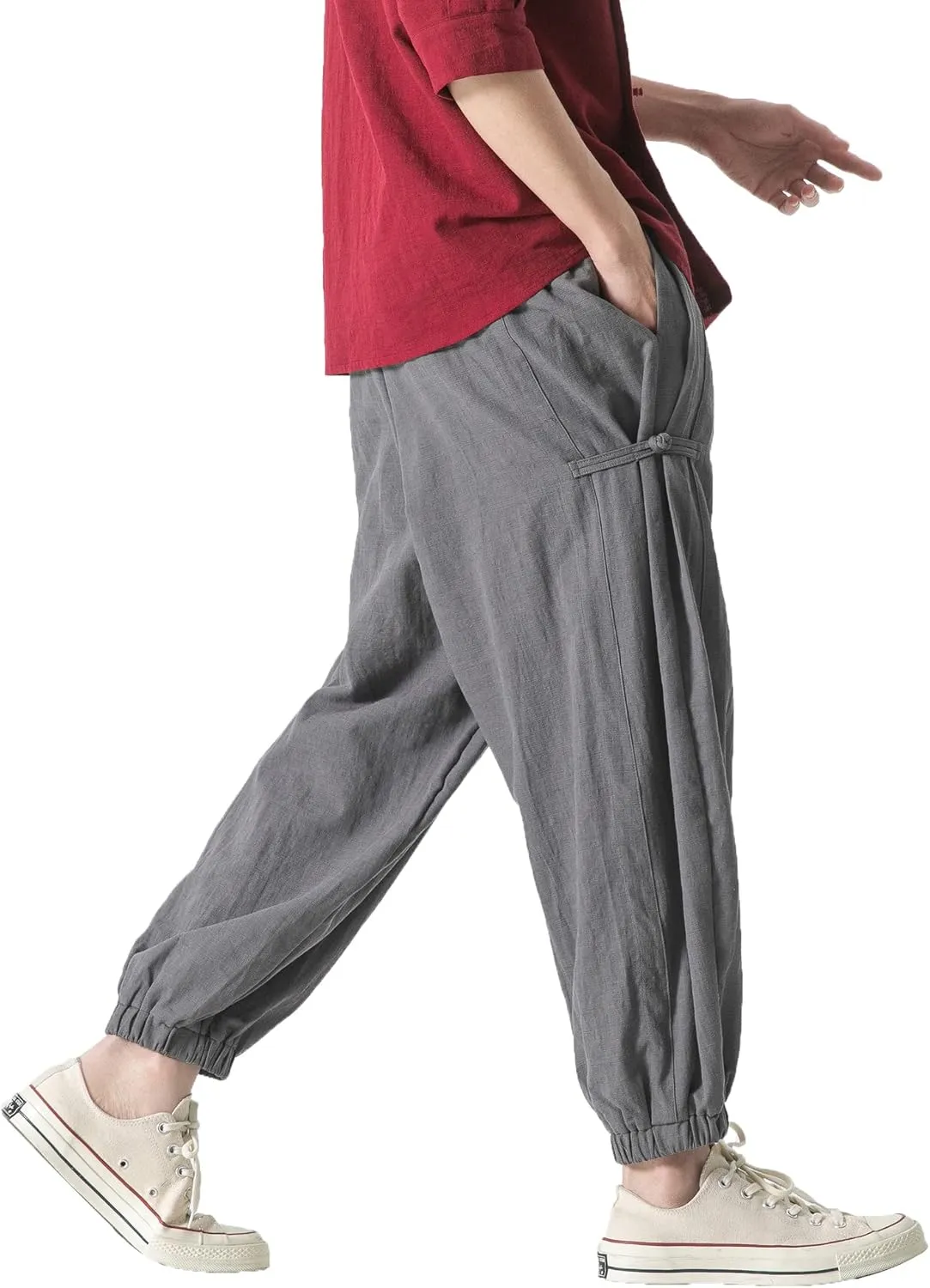 PRIJOUHE Men's Joggers Sweatpants Casual Wide Leg Jogger Pants Lightweight Sweat Pants with Pockets