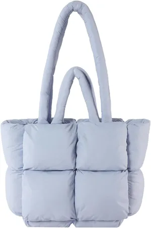 Puffy Tote Bags Small Lightweight Down Cotton Padded Quilted Purse Puffer Tote Bag Shoulder Handbags for Women