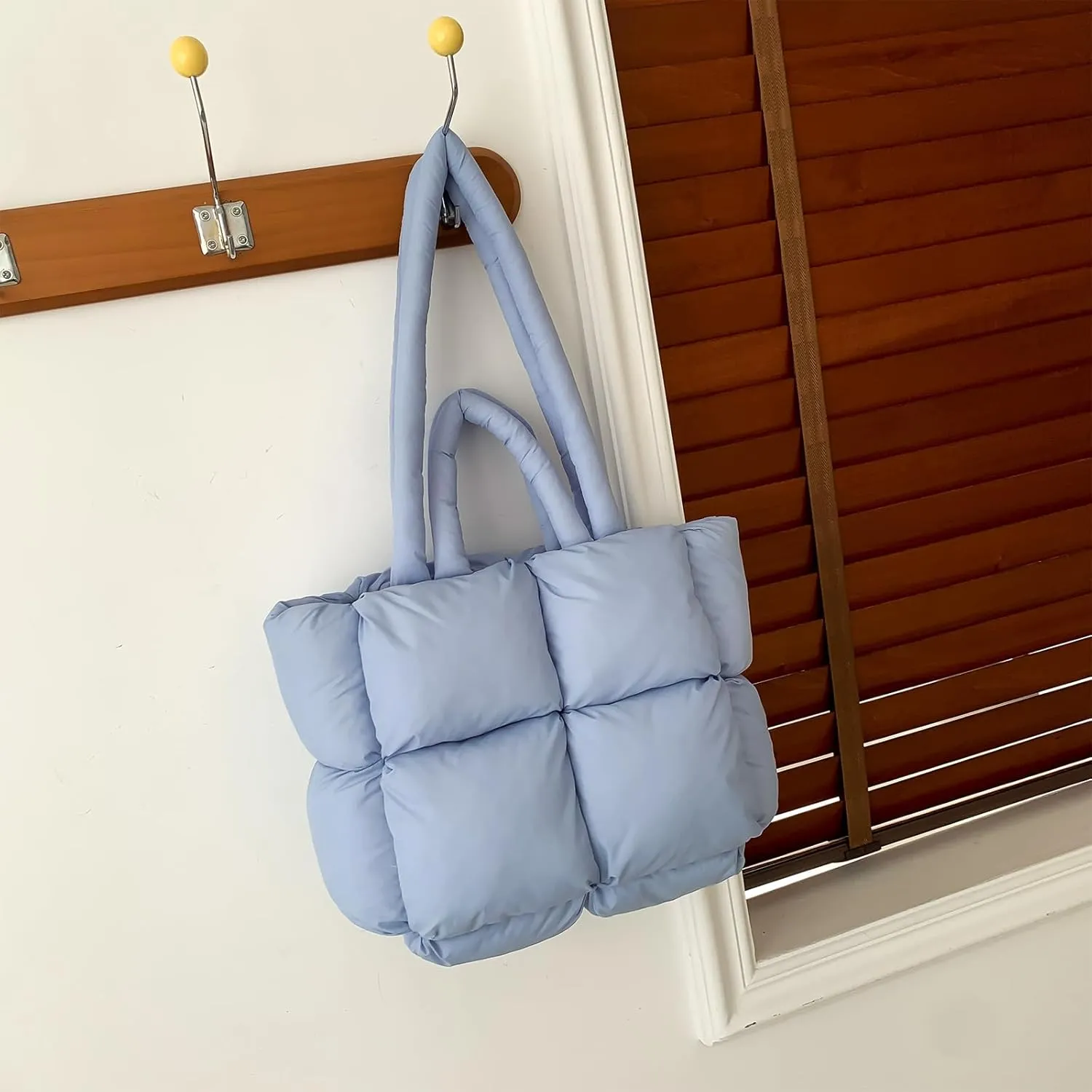 Puffy Tote Bags Small Lightweight Down Cotton Padded Quilted Purse Puffer Tote Bag Shoulder Handbags for Women