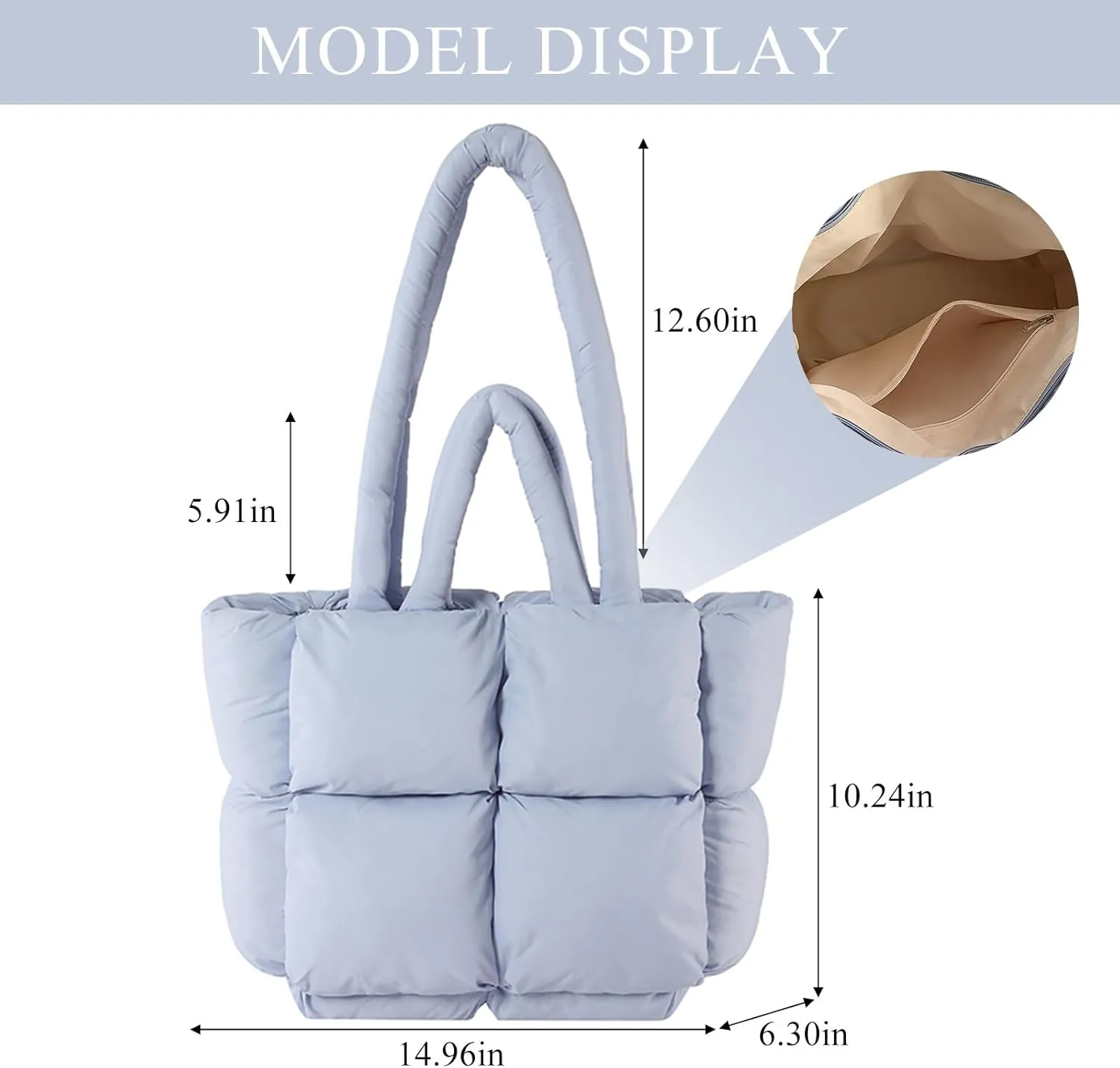 Puffy Tote Bags Small Lightweight Down Cotton Padded Quilted Purse Puffer Tote Bag Shoulder Handbags for Women