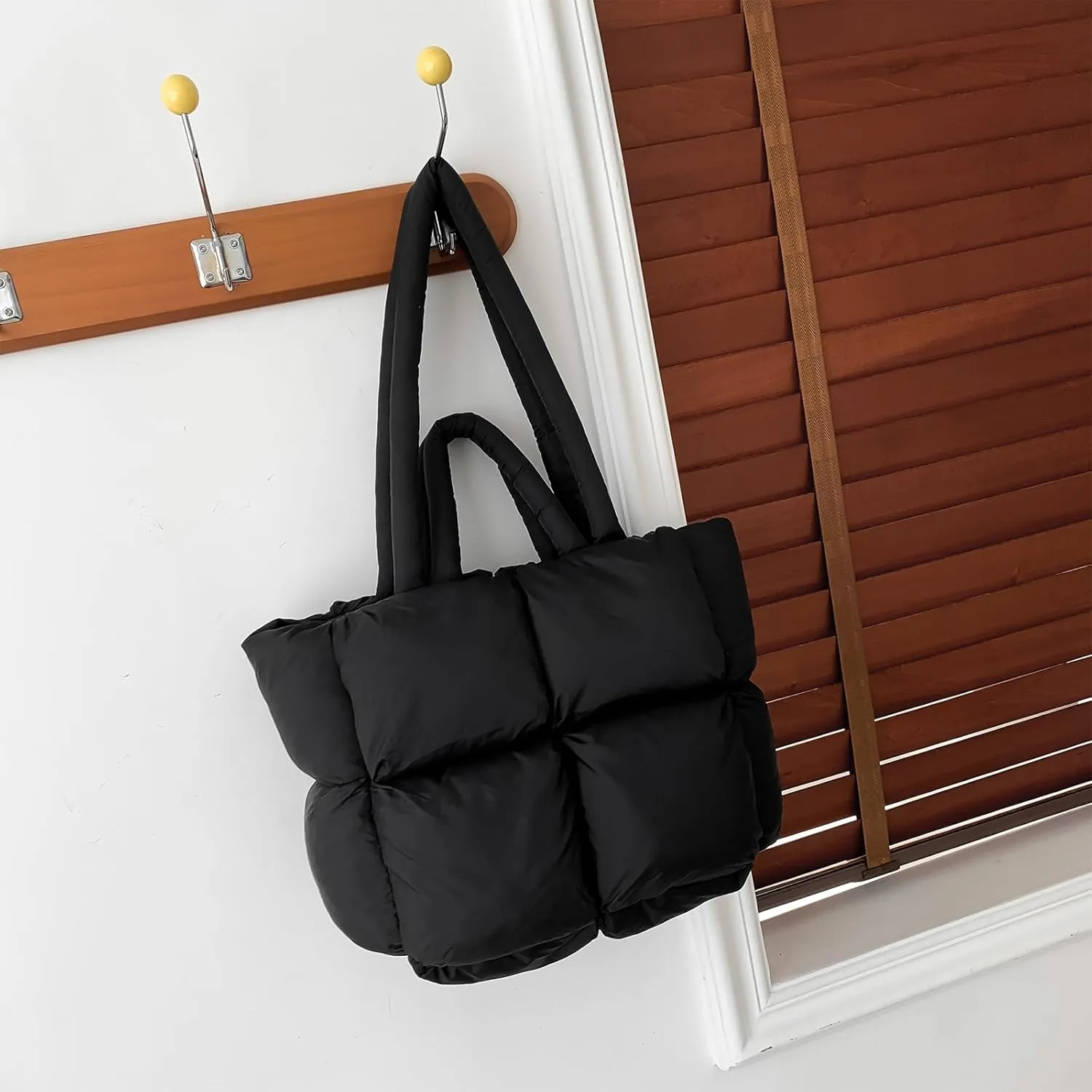 Puffy Tote Bags Small Lightweight Down Cotton Padded Quilted Purse Puffer Tote Bag Shoulder Handbags for Women