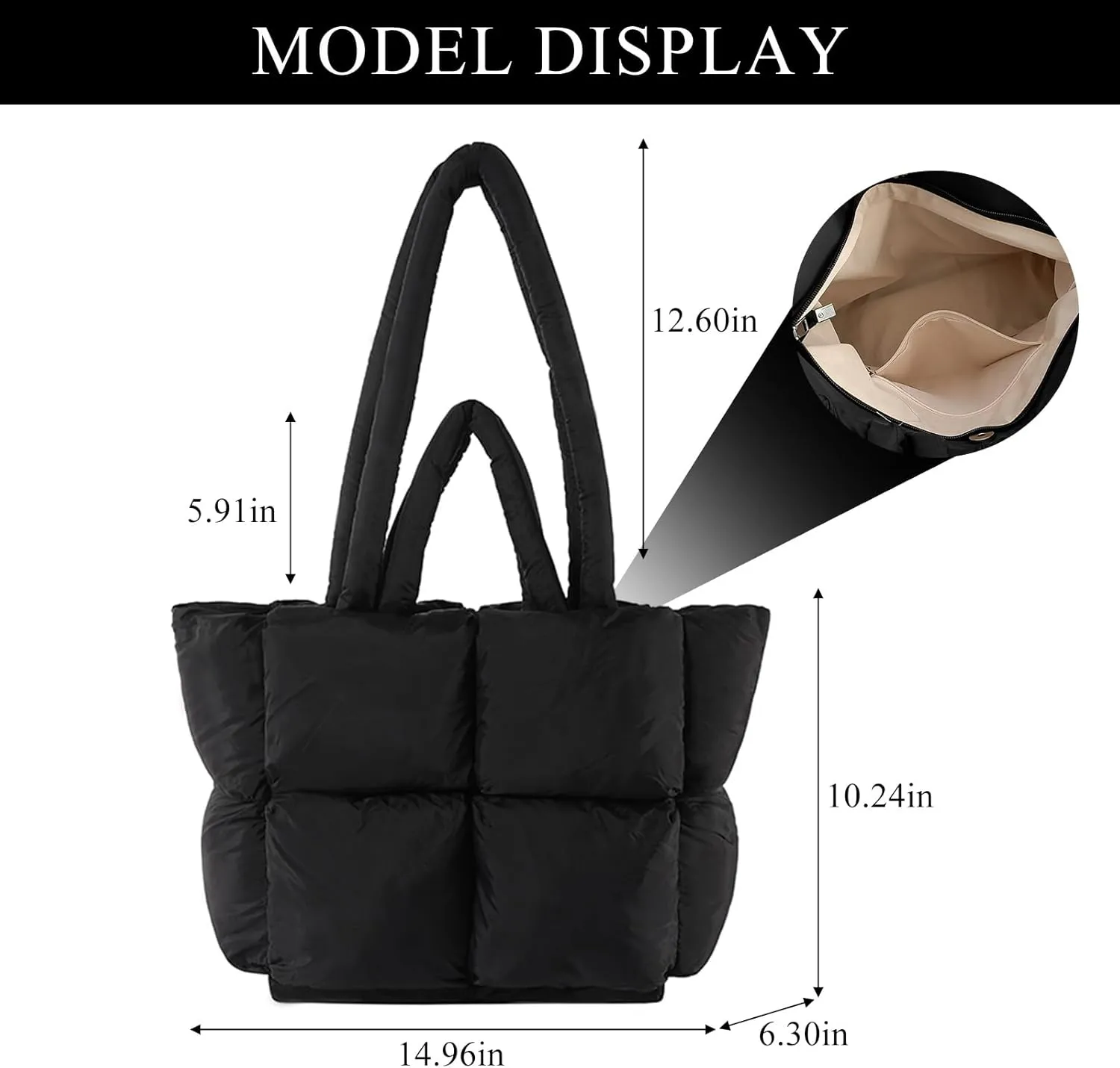 Puffy Tote Bags Small Lightweight Down Cotton Padded Quilted Purse Puffer Tote Bag Shoulder Handbags for Women