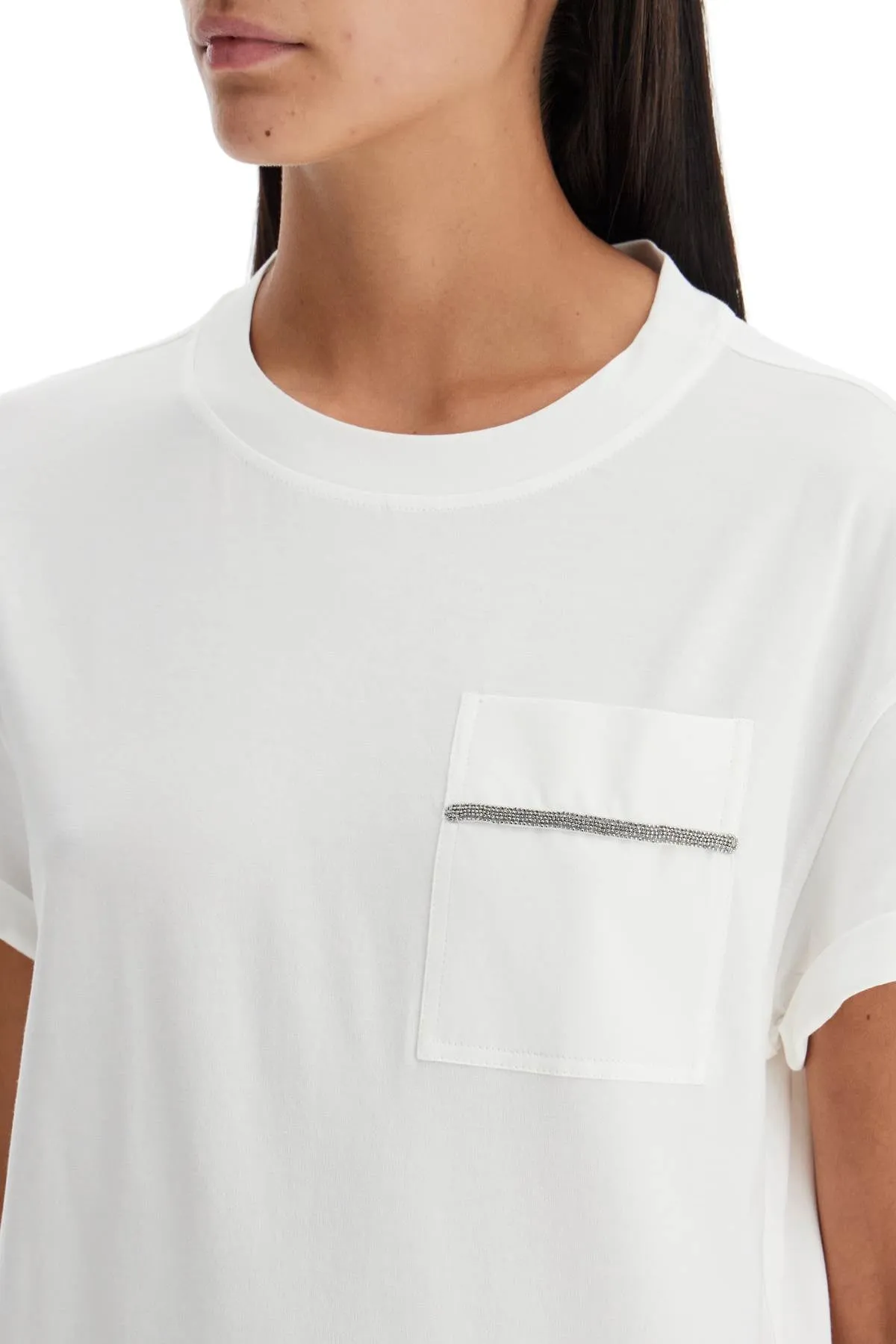 "shiny pocket detail t-shirt