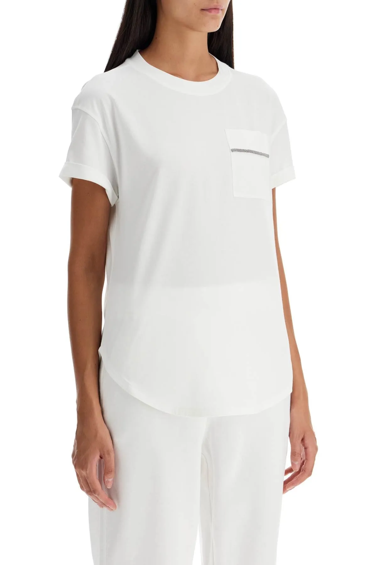 "shiny pocket detail t-shirt