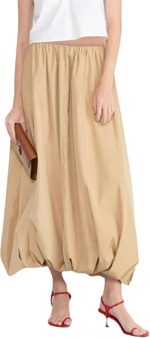 Raruxxin Women Y2k Bubble Maxi Skirt Elastic Low Waist Pleated Balloon Long Skirt Summer Ruffle Puffy Flowy Swing Midi Dress