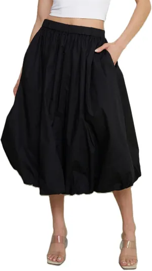 Raruxxin Women Y2k Bubble Maxi Skirt Elastic Low Waist Pleated Balloon Long Skirt Summer Ruffle Puffy Flowy Swing Midi Dress