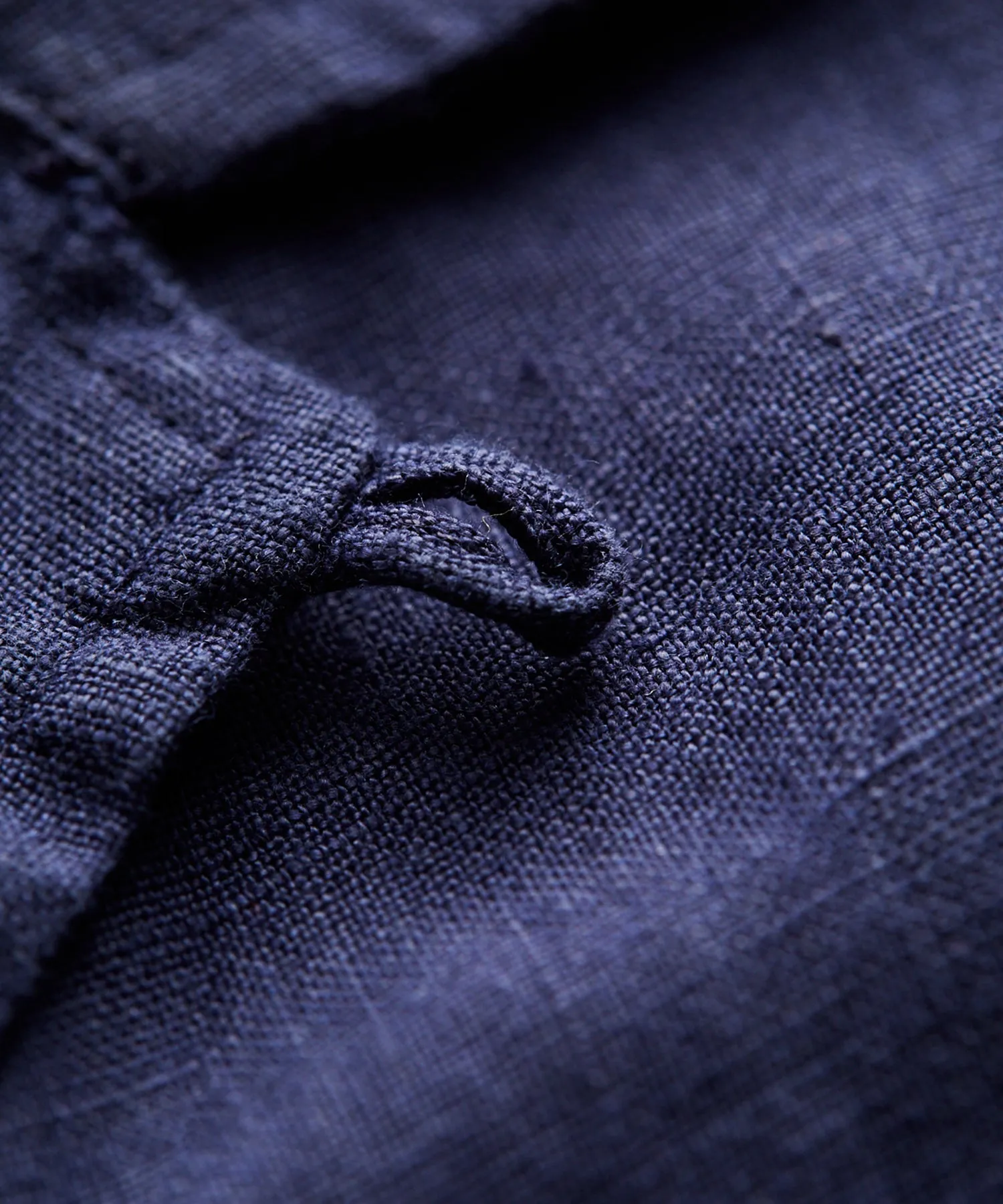 Sea Soft Irish Linen Camp Collar Shirt in Navy
