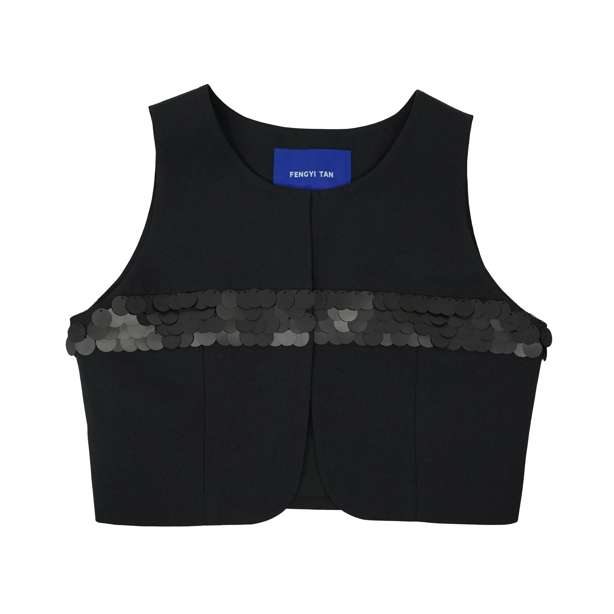 Sequined Suit Vest in Black