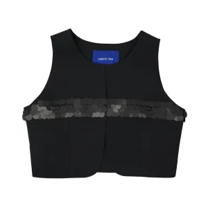Sequined Suit Vest in Black
