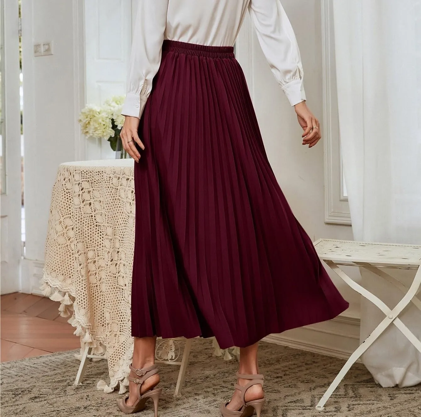 Skirts for Women Trendy Summer 2023 High Waist Pleated Elegant Skirt Long Skirt