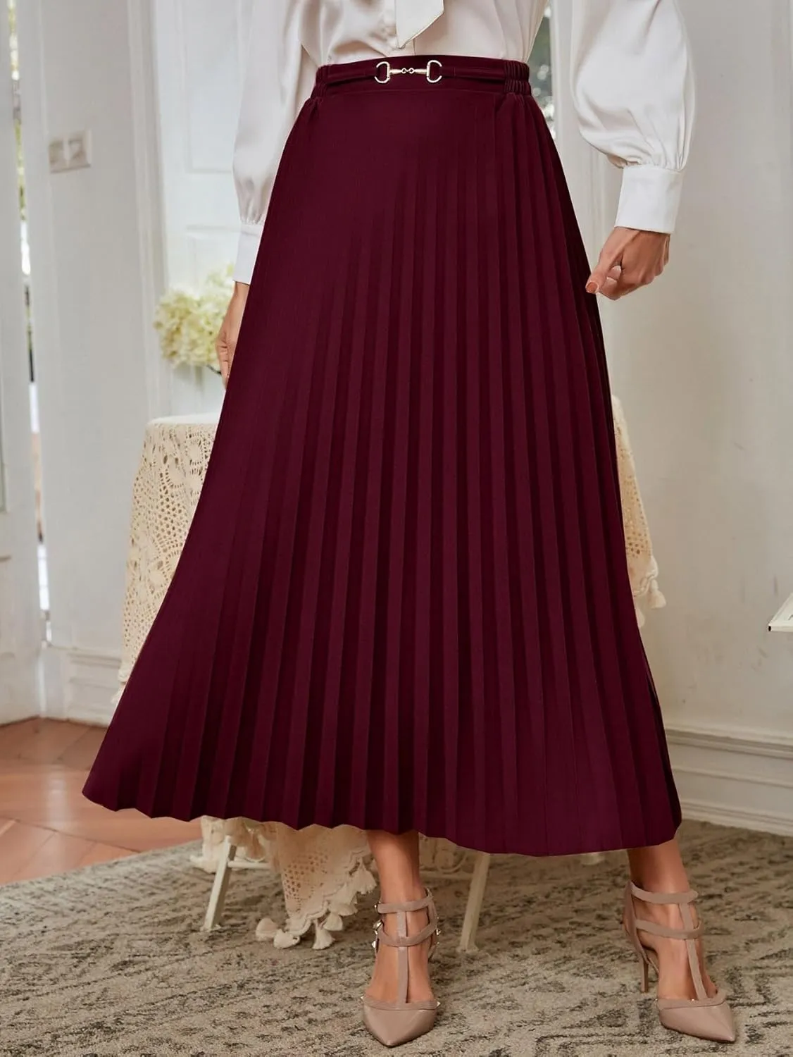 Skirts for Women Trendy Summer 2023 High Waist Pleated Elegant Skirt Long Skirt