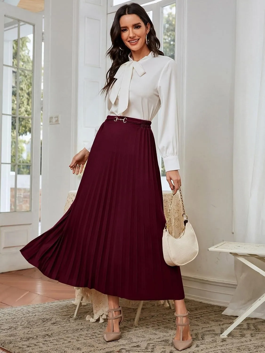 Skirts for Women Trendy Summer 2023 High Waist Pleated Elegant Skirt Long Skirt