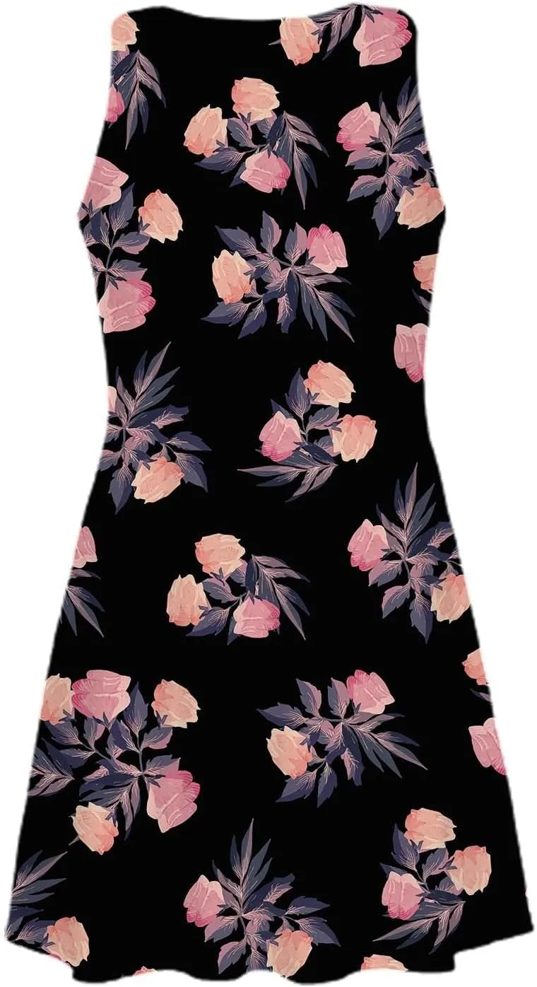 Spring Dresses for Women 2024 Summer Suspender Dresses Beach Casual Sleeveless Floral Print Tank Loose Sundress