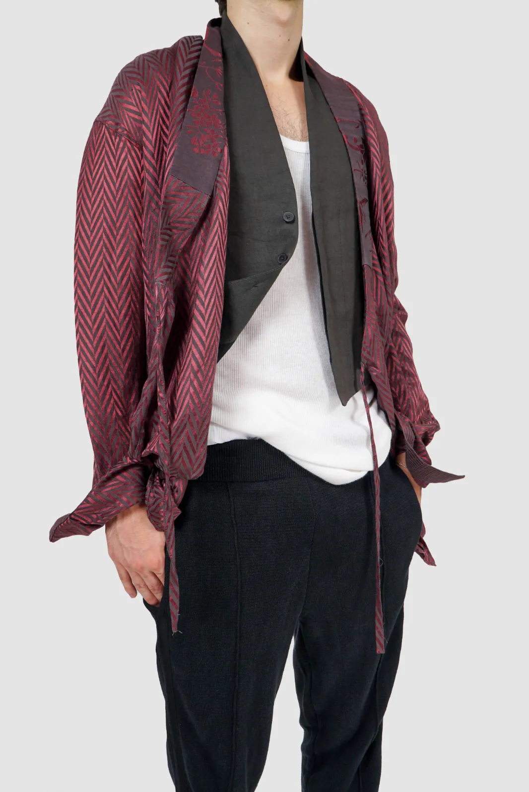 SS15 Chevron Jacquard Kimono Shirt