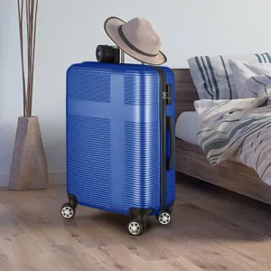 Suitcase, Carry On Hardside Luggage with Retractable Pole and Spinner Wheels Suitcase Set 3 Piece with TSA Lock and Built-in Compression Straps for Travel Back to School Business,C Blue