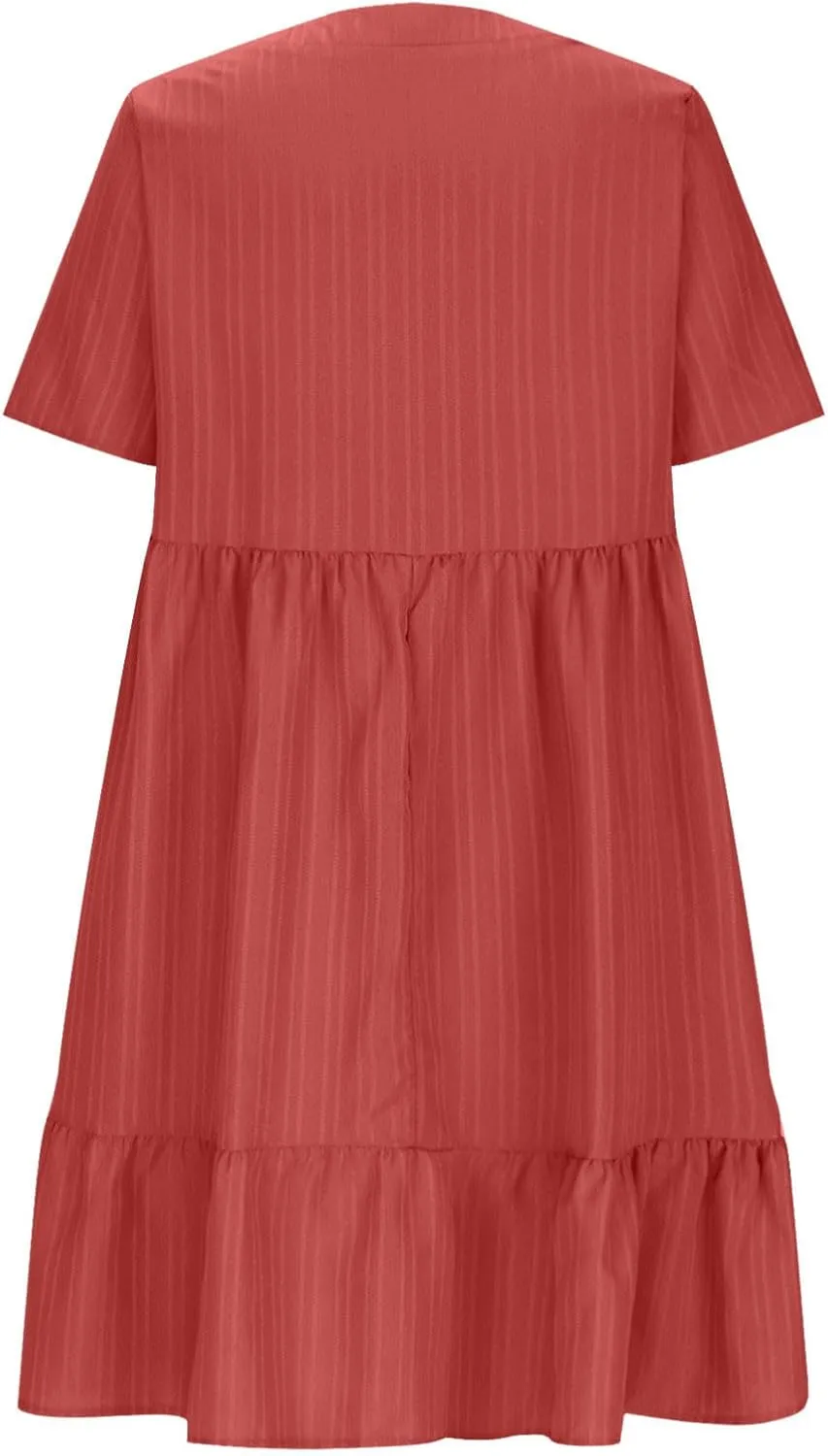 Summer Dress for Women 2025 Casual V Neck Short Sleeve Swing Midi Dresses Ruffle Tiered Flowy Beach A-Line Sundress