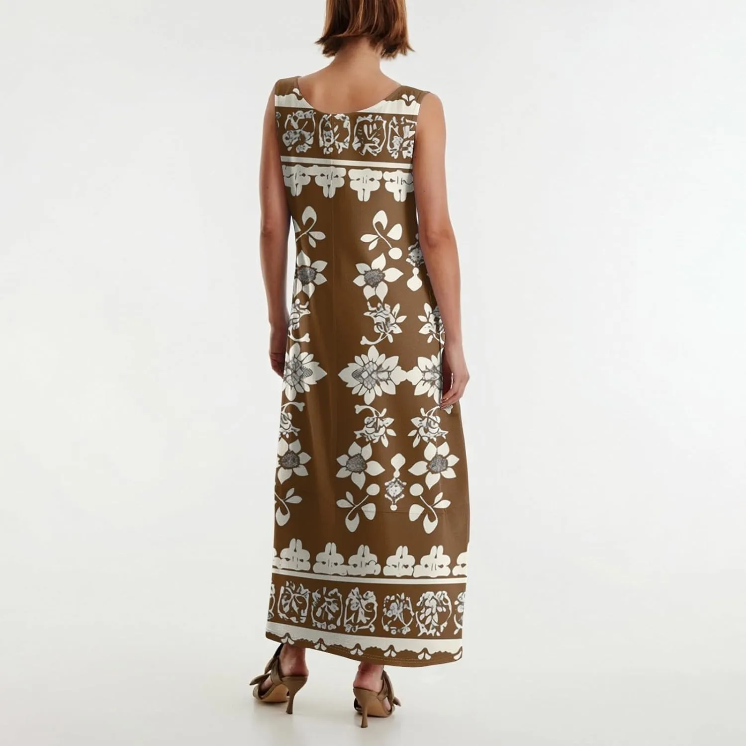 Summer Dresses for Women 2025 Sleeveless Bohemian Maxi Dress with Pockets Floral Print Maxi Sundress Beach Vacation