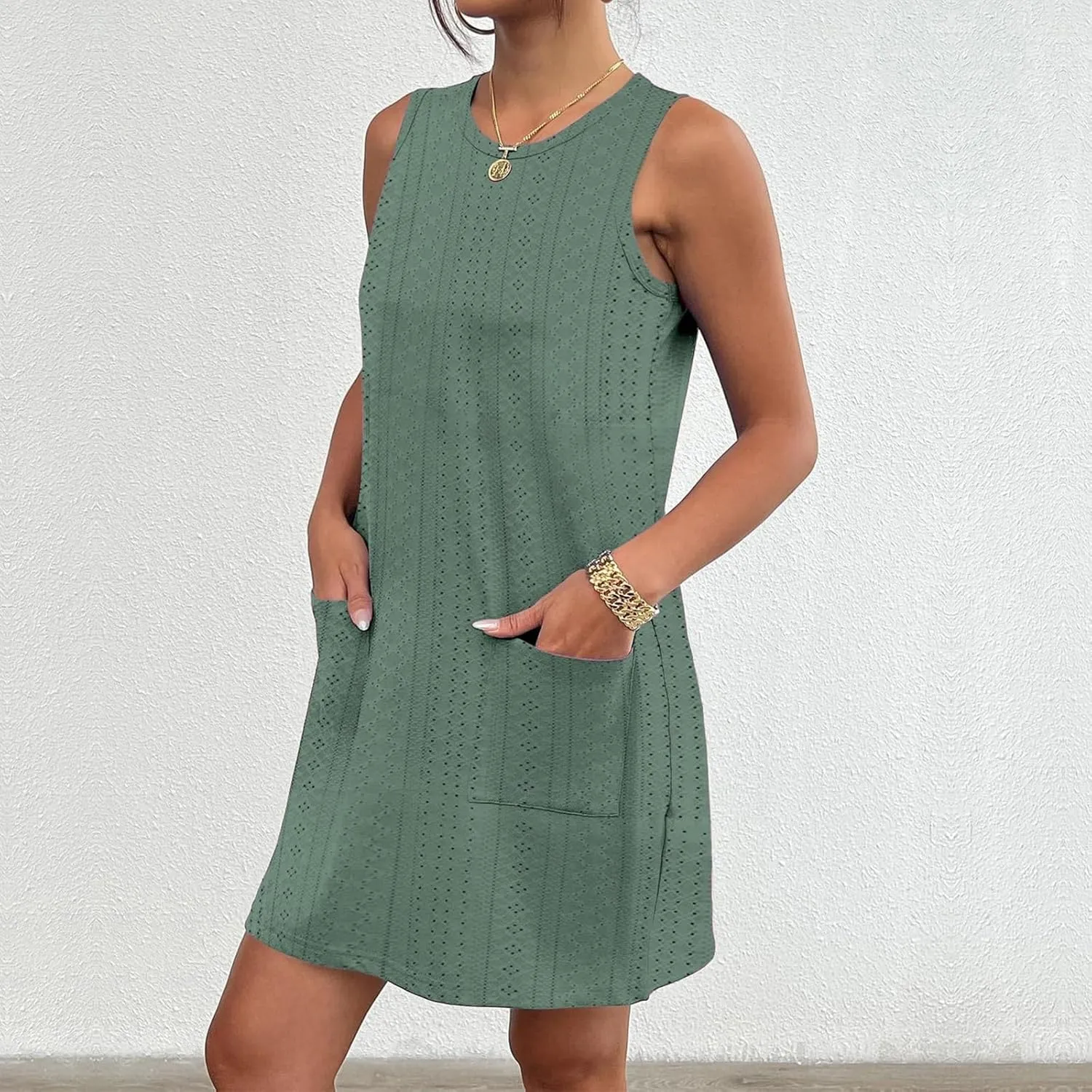 Summer Dresses for Women Sleeveless Sundresses Casual Swing Tank Beach Cover Up Dress Loose T-Shirt Vacation Dresses