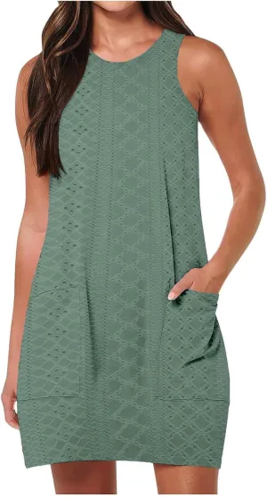 Summer Dresses for Women Sleeveless Sundresses Casual Swing Tank Beach Cover Up Dress Loose T-Shirt Vacation Dresses