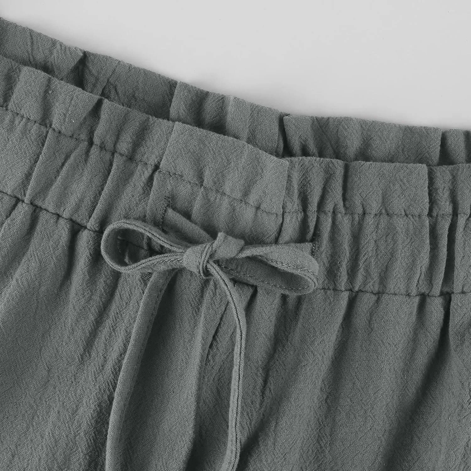 Summer Linen Pants for Women 2025 High Waist Elastic Straight Leg Palazzo Pant Lightweight Flowy Beach Trousers