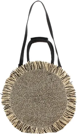 Summer Straw Shouler Crossbody Bag for Women Round Tote Purse Handwoven Beach Handbag Rattan Woven Satchel