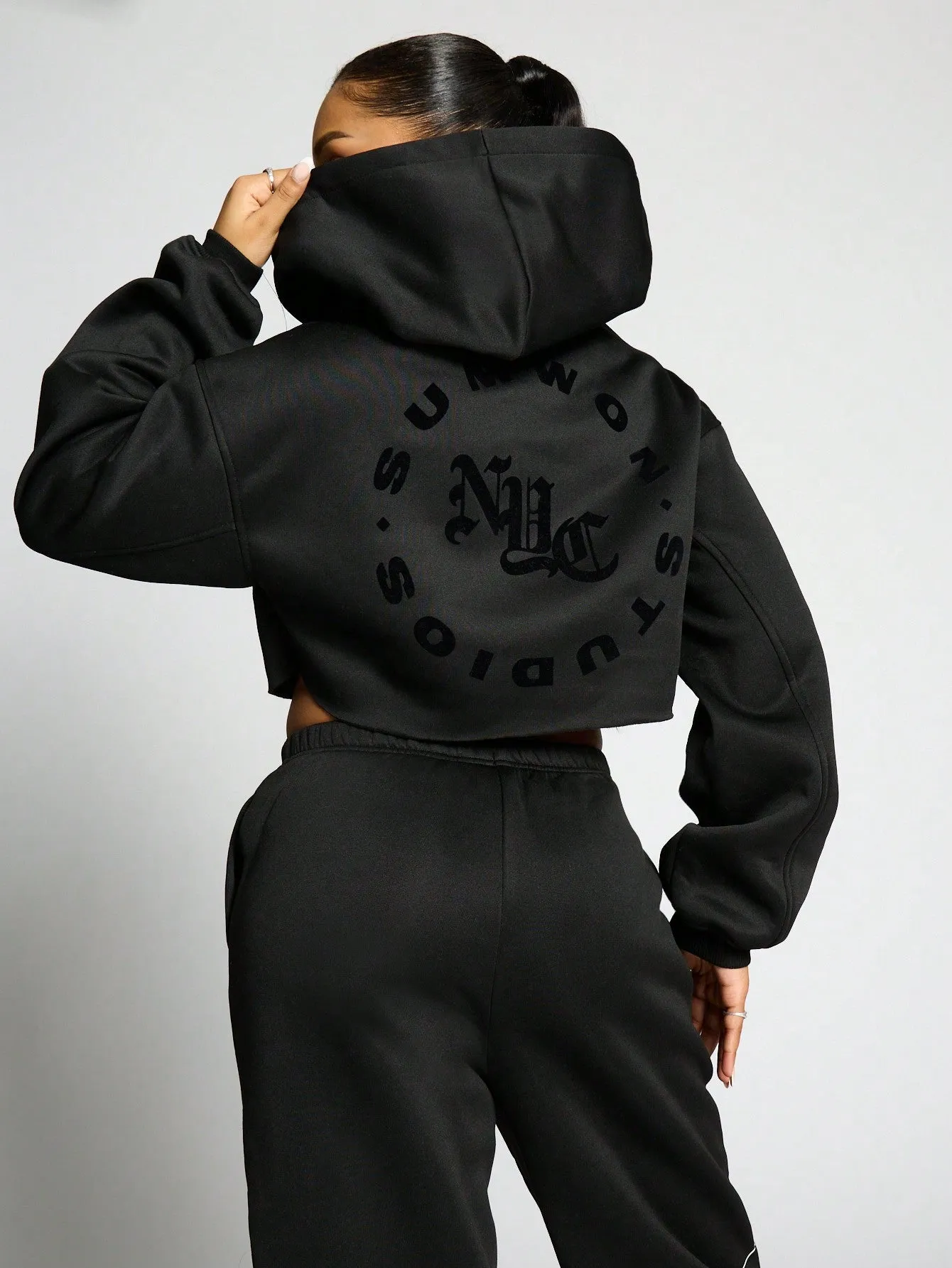 SUMWON WOMEN Cropped Hooded With Back Print