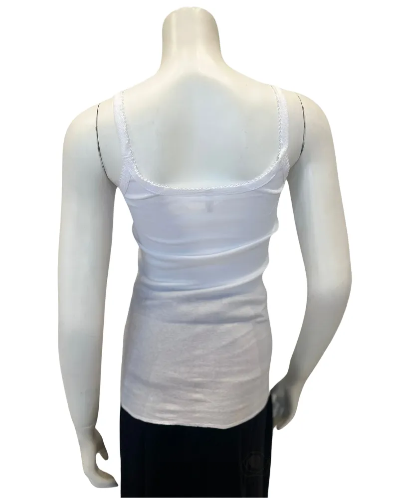 Teri White Cotton Sleeveless Camisole Undershirt