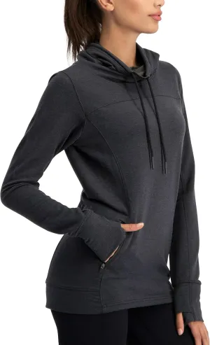 Three Sixty Six Dry Fit Running Pullover Womens - Fleece Cowl Neck Run Sweater Jacket - Zip Pockets and Thumbholes