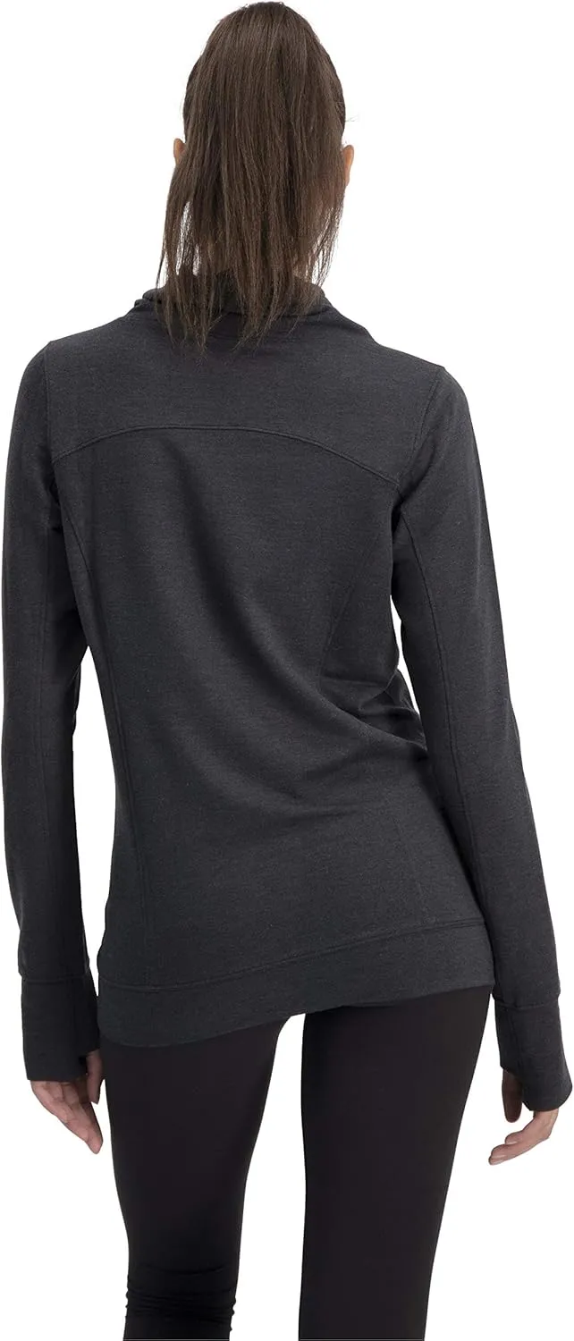 Three Sixty Six Dry Fit Running Pullover Womens - Fleece Cowl Neck Run Sweater Jacket - Zip Pockets and Thumbholes