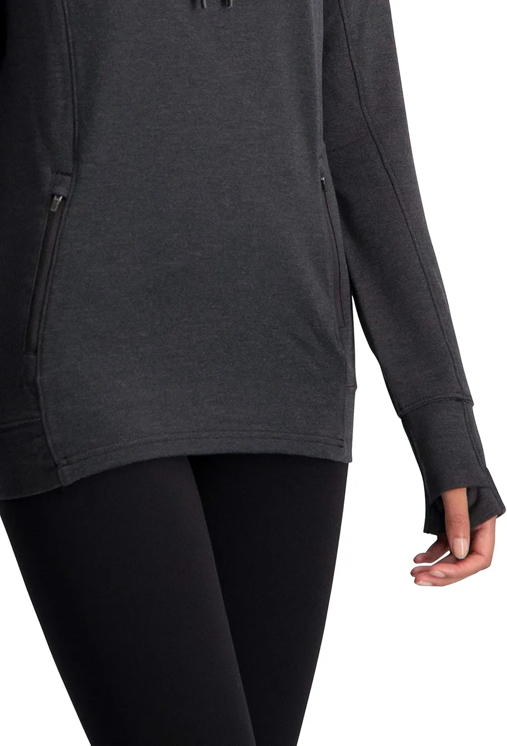 Three Sixty Six Dry Fit Running Pullover Womens - Fleece Cowl Neck Run Sweater Jacket - Zip Pockets and Thumbholes
