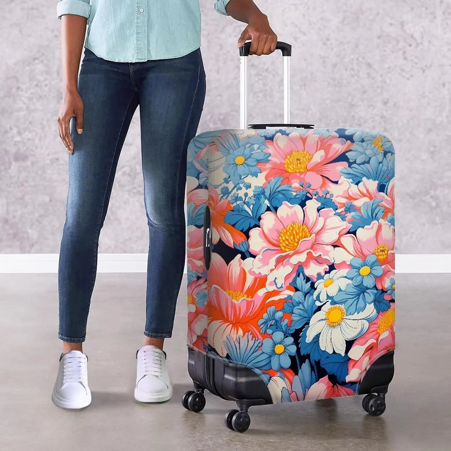 TODIYADDU Beautiful Lotus Flower Suitcase Cover 25-28 inch Custom Luggage Cover for Women Washable Suitcase Protector Luggage Accessories for Outdoor Long Distance Travel Nice Holiday Gifts, L