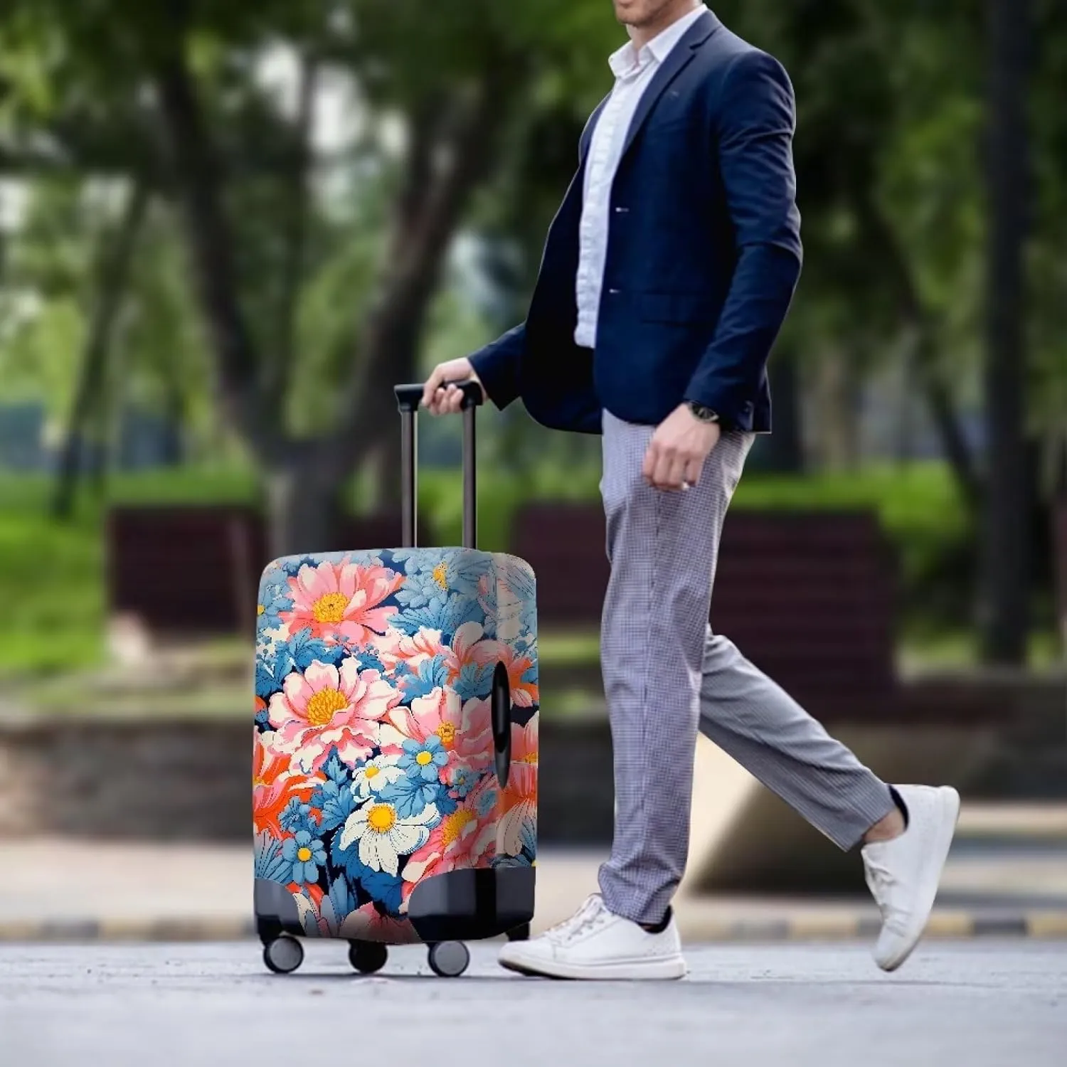 TODIYADDU Beautiful Lotus Flower Suitcase Cover 25-28 inch Custom Luggage Cover for Women Washable Suitcase Protector Luggage Accessories for Outdoor Long Distance Travel Nice Holiday Gifts, L