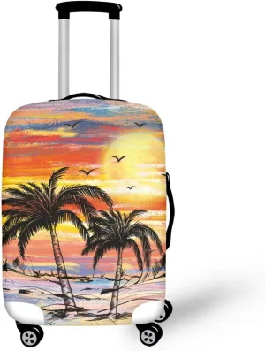TODIYADDU Beautiful Sunset Coconut Tree Elastic Luggage Protective Covers for 18-32 inch Trolley Suitcase Protect Dust Bag Case Novelty Travel Accessories Waterproof Luggage Jacket, L