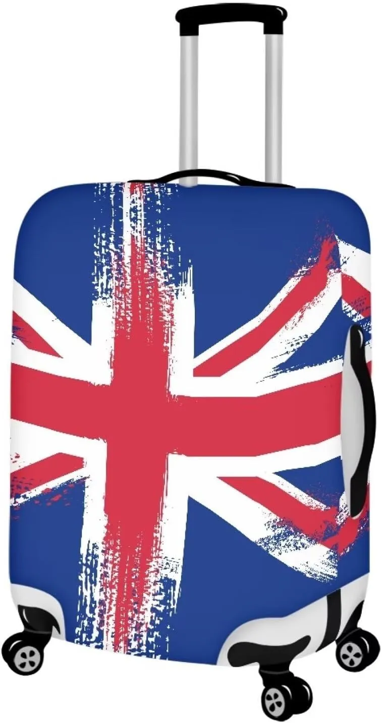 TODIYADDU British Flag Luggage Covers with Zipper Trendy Blue Suitcase Protector Dustproof Suitcase Cover Colorful Luggage Travel Suitcase Protective Cover Fits 18"-32" inch Luggage Gifts, L