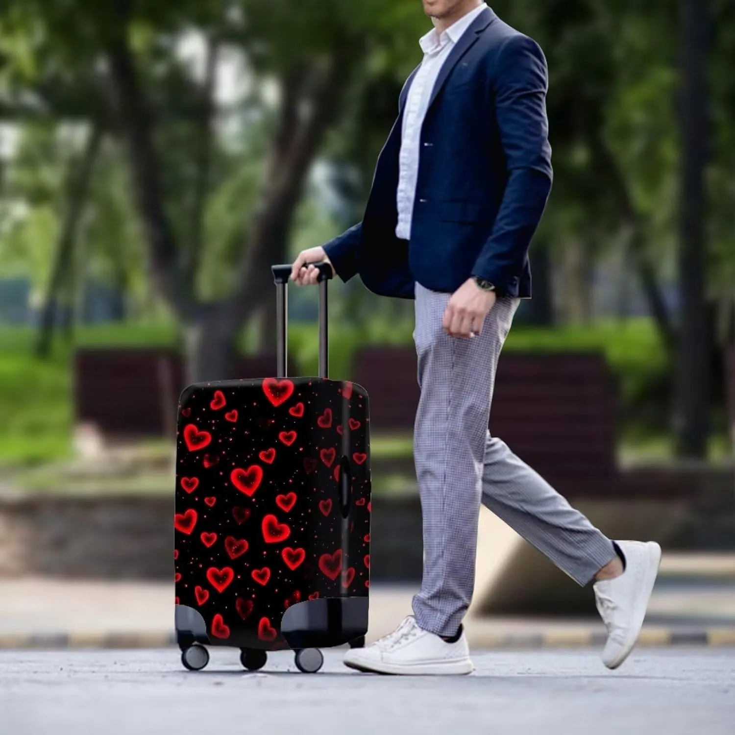 TODIYADDU Bubble Heart Travel Thicken Elastic Color Luggage Suitcase Protective Cover, Apply to 18-32inch Cases, Travel Accessories, Daily Tools, Holiday Present for Father Mother, L