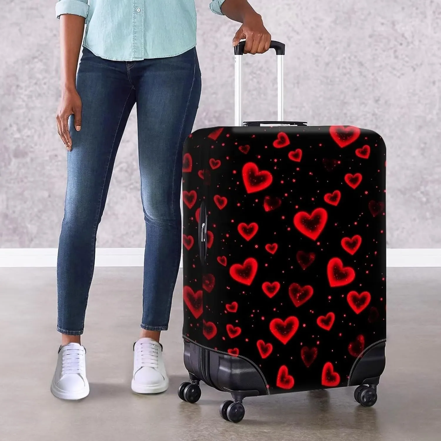 TODIYADDU Bubble Heart Travel Thicken Elastic Color Luggage Suitcase Protective Cover, Apply to 18-32inch Cases, Travel Accessories, Daily Tools, Holiday Present for Father Mother, L