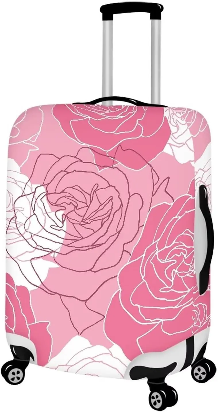 TODIYADDU Line Big Rose Trolley Case Protective Covers All-inclusive Model Stretchable Scratch-resistant Luggage Cover for Travel Box Reusable Dust Cover for Luggage, S