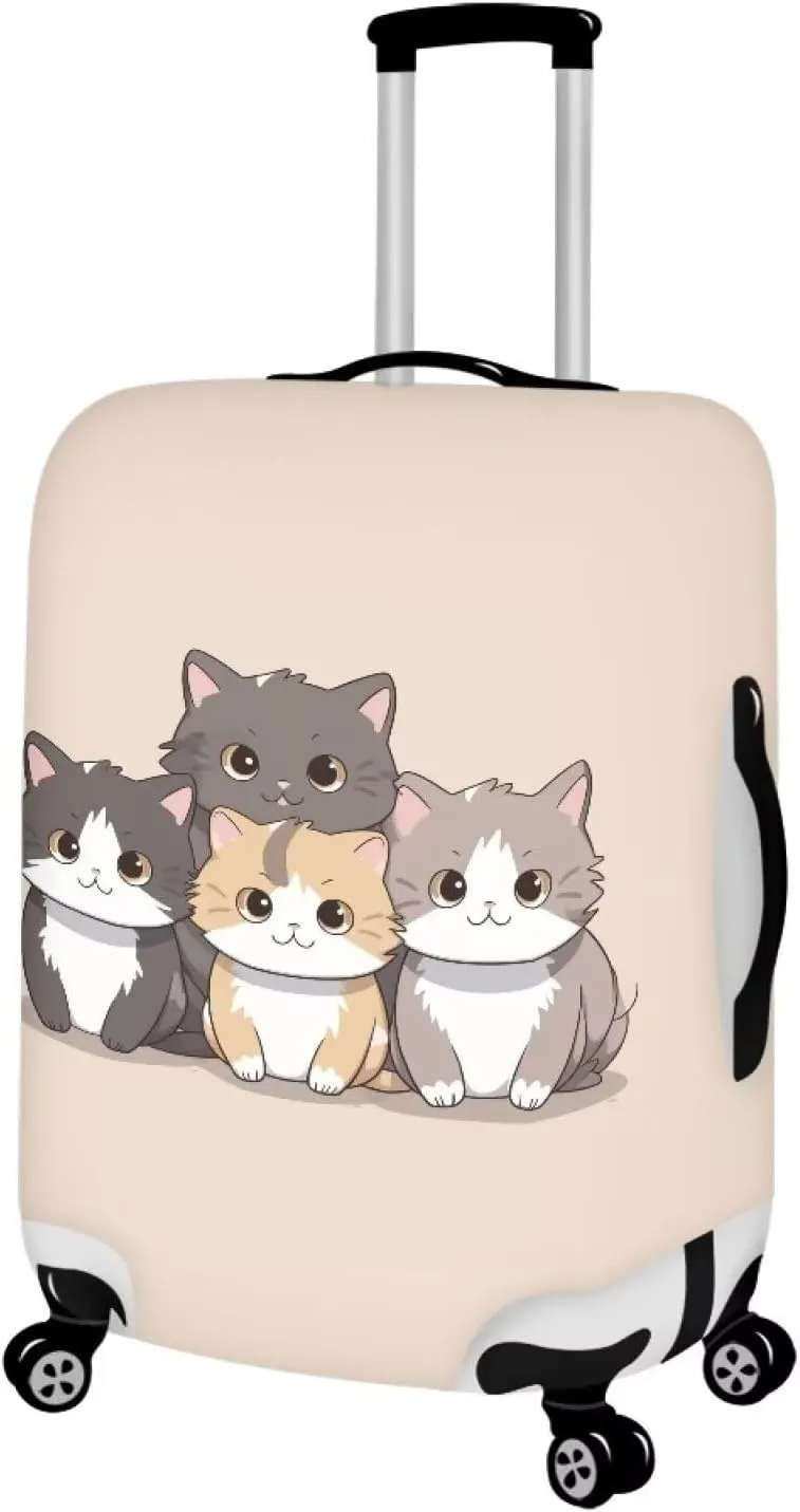 TODIYADDU Lovely Cats Thick Elastic Geometric Luggage Protective Cover Fashion Trolley Case for Suitcase Cover Baggage Travel Bag Cases Fits for Student Boy Girl Teens Adult Gifts, M