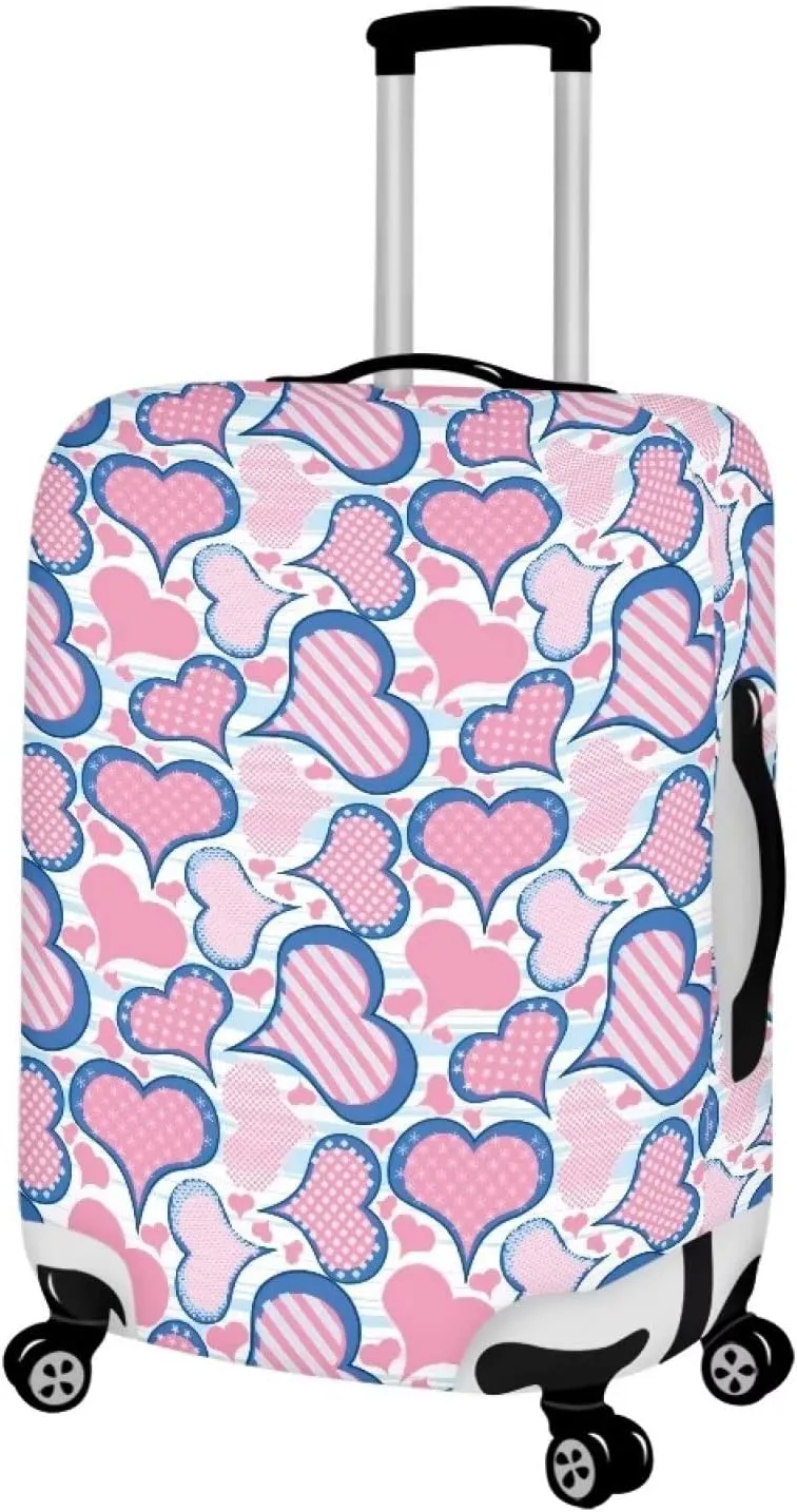 TODIYADDU Pink Love Heart Thick Elastic Geometric Luggage Protective Cover Fashion Trolley Case for Suitcase Cover Baggage Travel Bag Cases Fits for Student Boy Girl Teens Adult, S