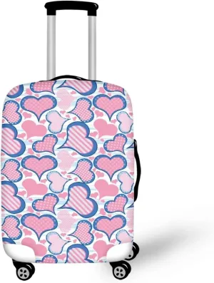 TODIYADDU Pink Love Heart Thick Elastic Geometric Luggage Protective Cover Fashion Trolley Case for Suitcase Cover Baggage Travel Bag Cases Fits for Student Boy Girl Teens Adult, S
