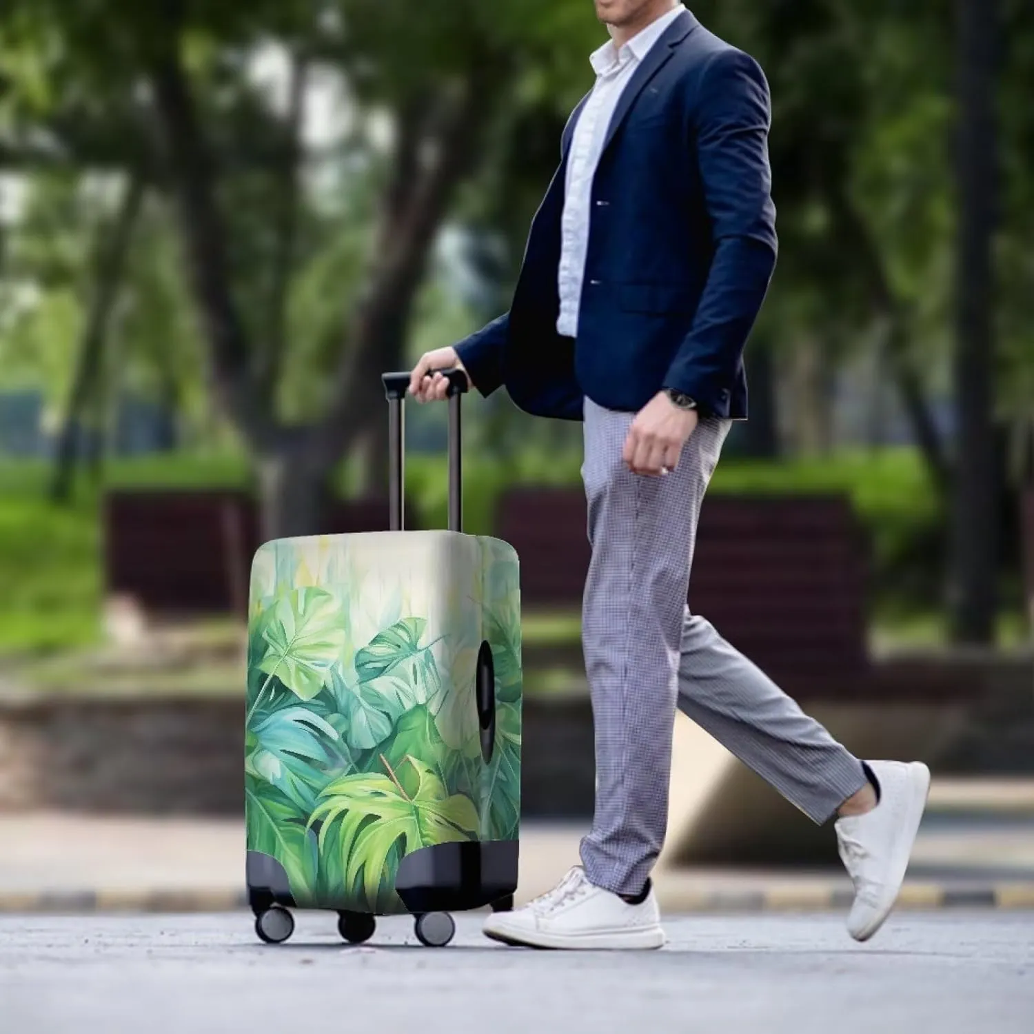 TODIYADDU Tropical Palm Leaves Luggage Cover Protector Trendy Portable Custom Luggage Cover for Women Men Washable Suitcase Protector Luggage Protective Cover Accessories Holiday Gifts, L