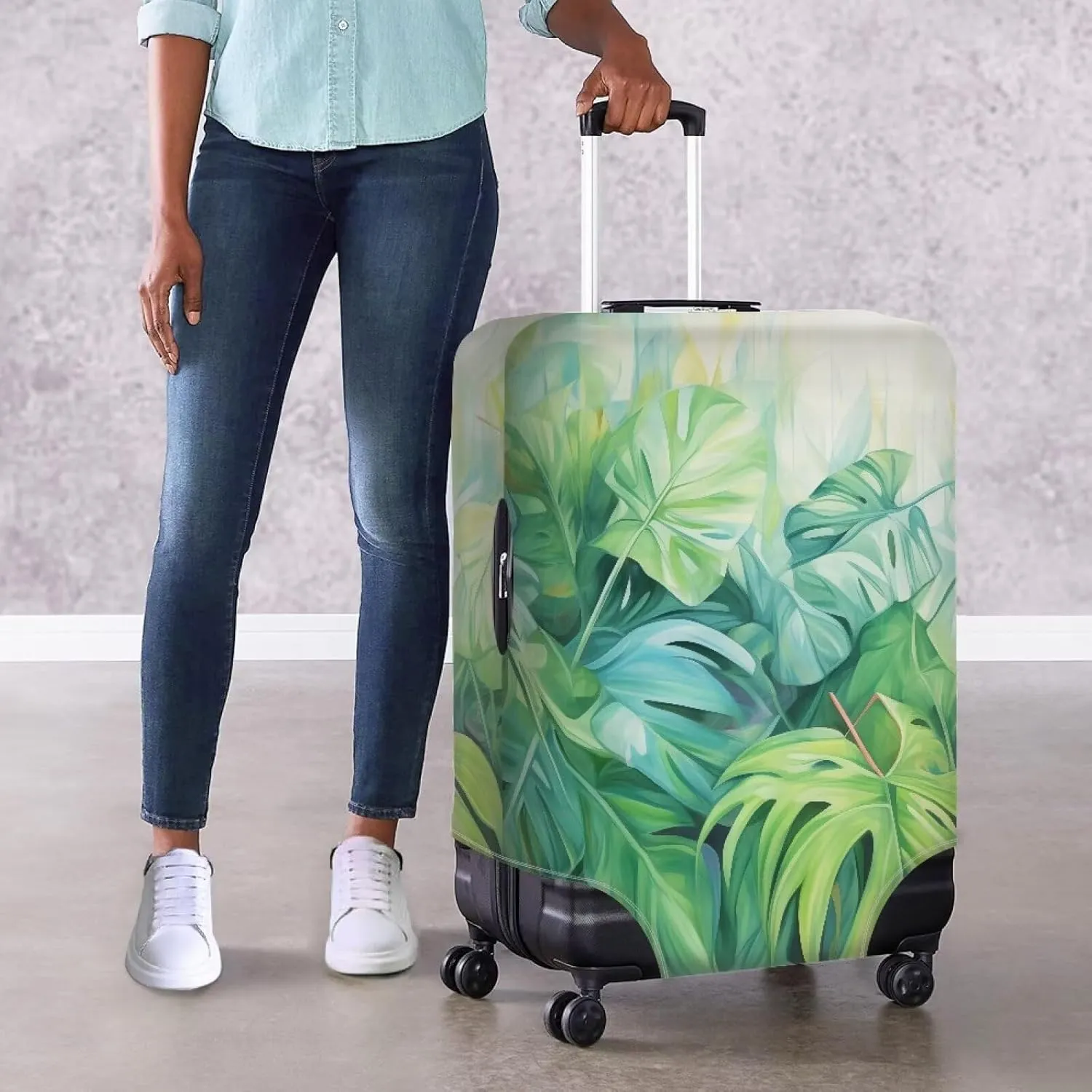 TODIYADDU Tropical Palm Leaves Luggage Cover Protector Trendy Portable Custom Luggage Cover for Women Men Washable Suitcase Protector Luggage Protective Cover Accessories Holiday Gifts, L
