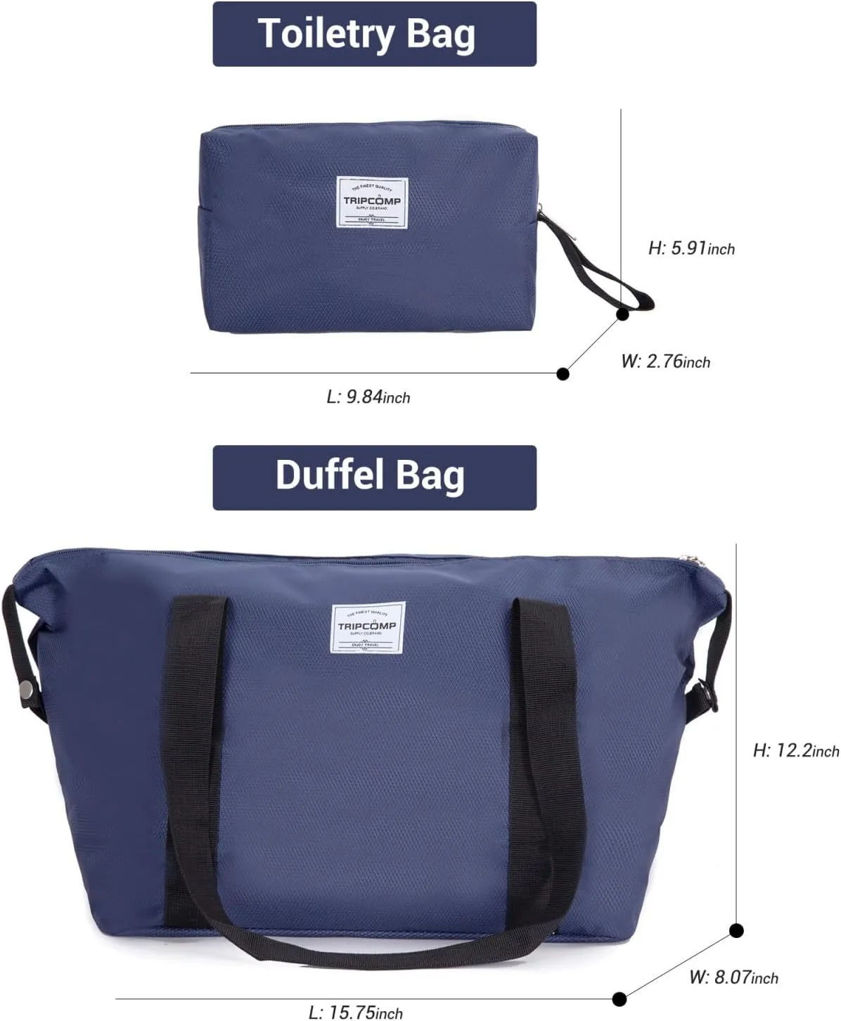 Tripcomp 2 Piece Luggage Set Softside, Lightweight Carry on Suitcase with Double Spinner Wheels and Travel Duffle Bag (3 Piece set (DB/TB), BLUE)