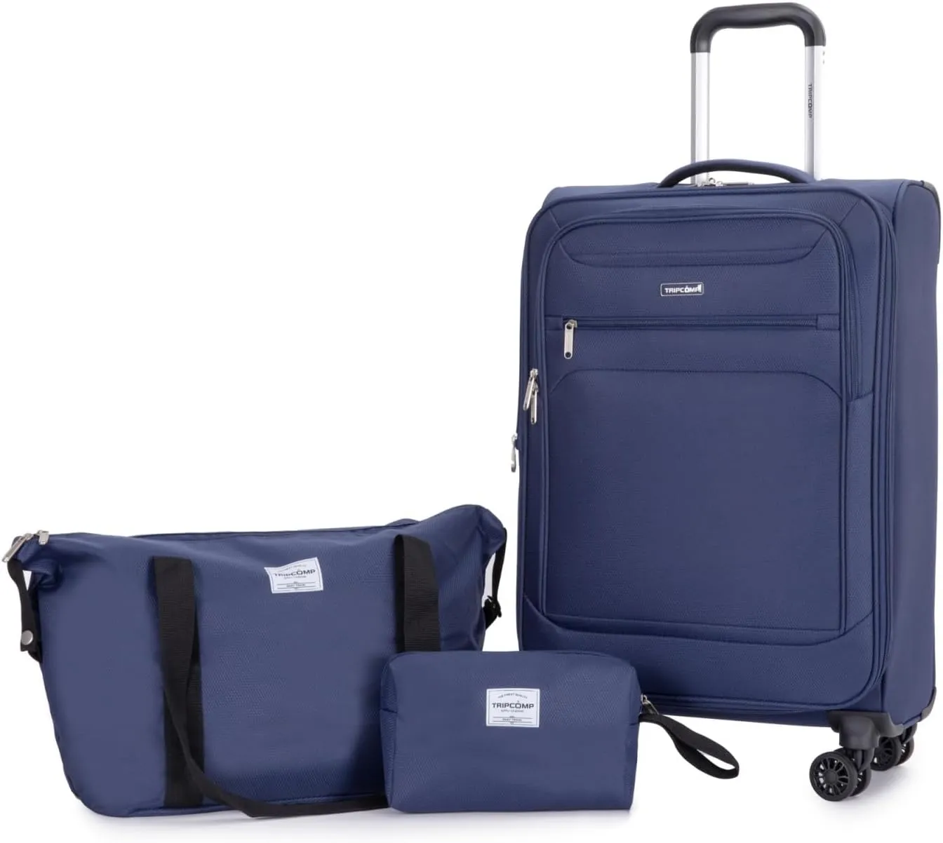Tripcomp 2 Piece Luggage Set Softside, Lightweight Carry on Suitcase with Double Spinner Wheels and Travel Duffle Bag (3 Piece set (DB/TB), BLUE)